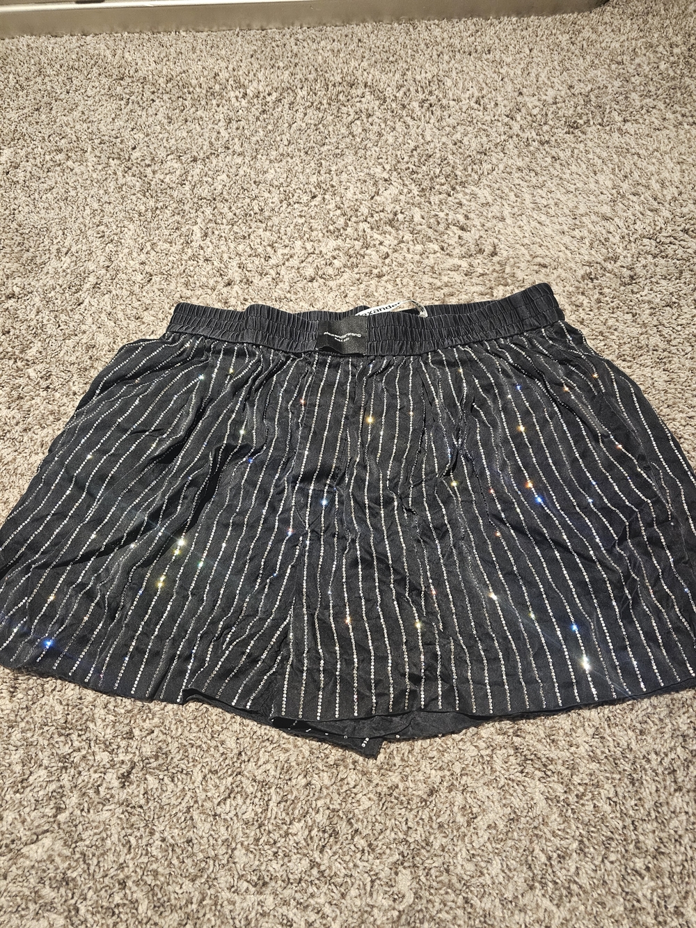 Alexander Wang Black Metallic-Striped Skort
